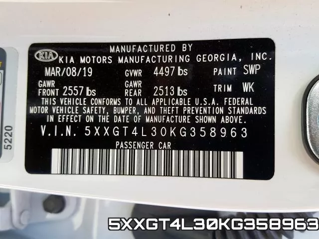 5XXGT4L30KG358963 фото 2
