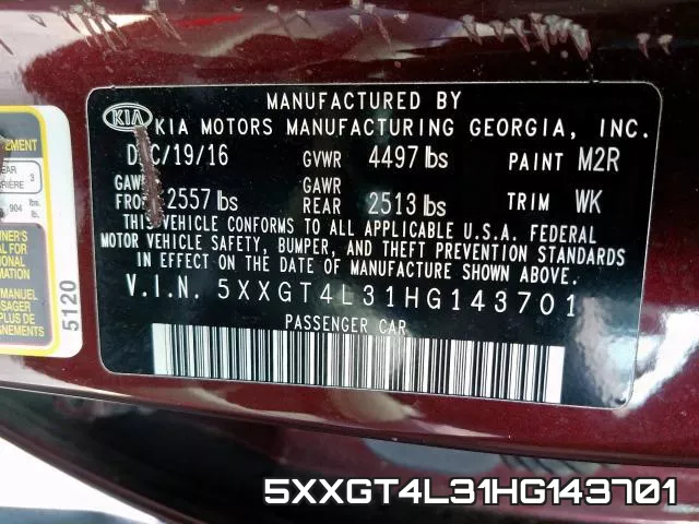 5XXGT4L31HG143701 фото 2