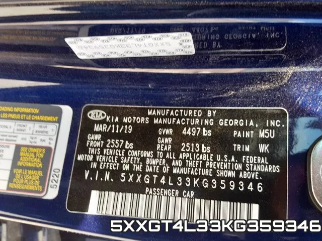 5XXGT4L33KG359346 фото 2