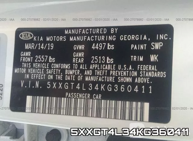 5XXGT4L34KG360411 фото 10
