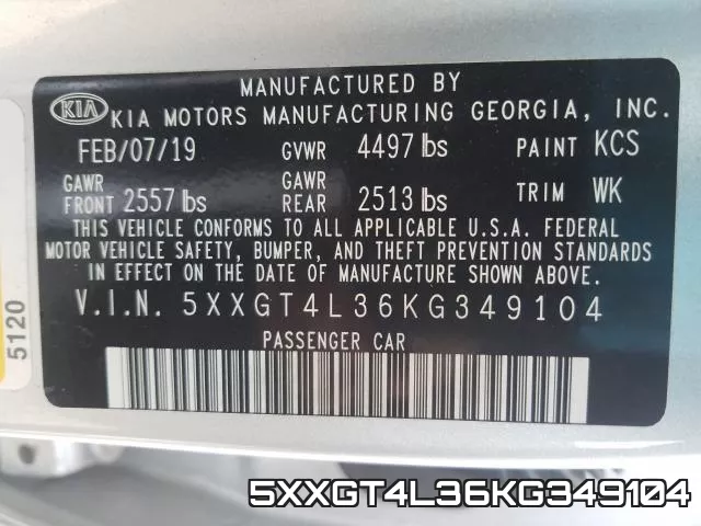 5XXGT4L36KG349104 фото 2