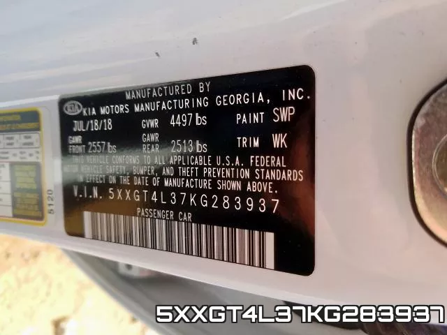 5XXGT4L37KG283937 фото 2