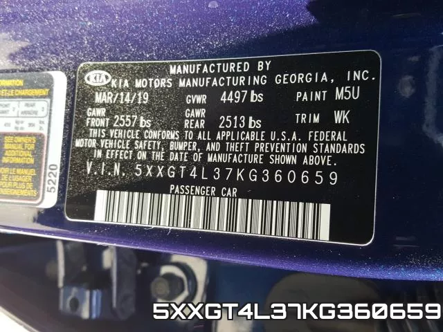 5XXGT4L37KG360659 фото 2