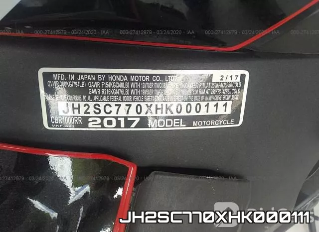 JH2SC770XHK000111 фото 2