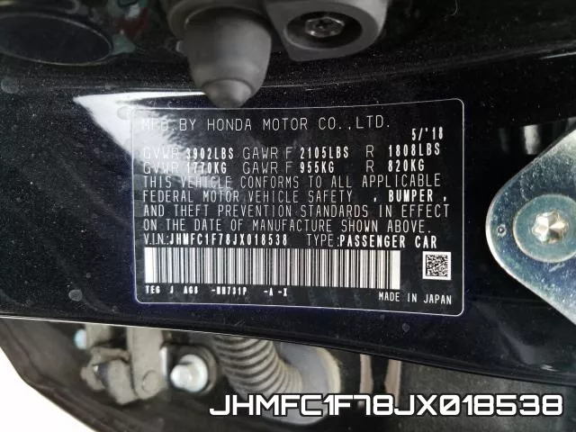 JHMFC1F78JX018538 фото 2