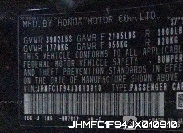 JHMFC1F94JX010910 фото 10