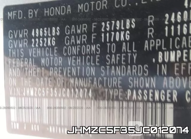 JHMZC5F35JC012074 фото 10
