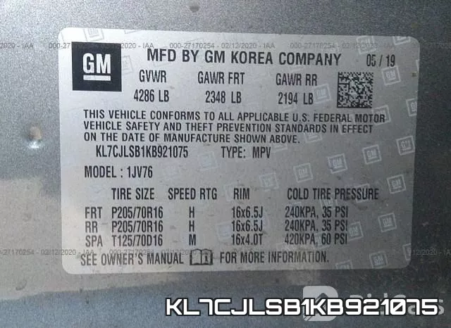 KL7CJLSB1KB921075 фото 9