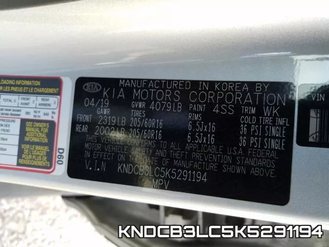 KNDCB3LC5K5291194 фото 2