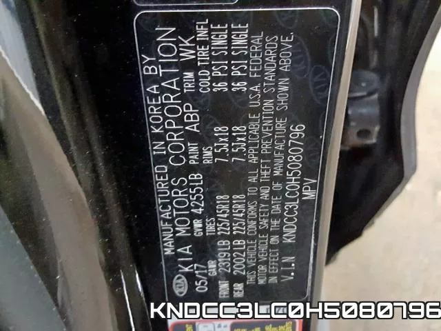 KNDCC3LC0H5080796 фото 2