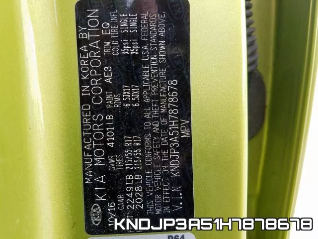 KNDJP3A51H7878678 фото 2