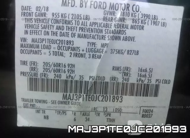 MAJ3P1TE0JC201893 фото 10