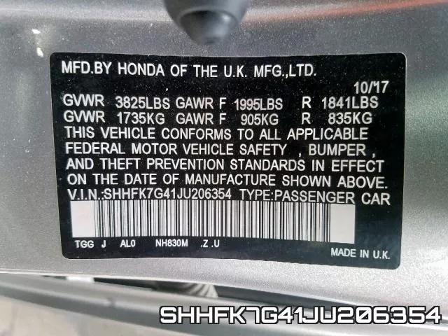 SHHFK7G41JU206354 фото 2