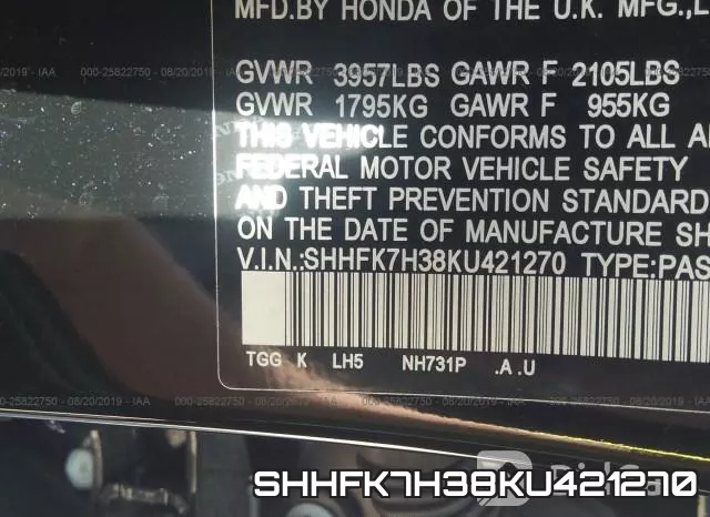SHHFK7H38KU421270 фото 10