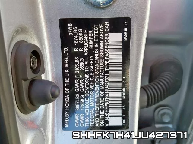 SHHFK7H41JU427371 фото 2