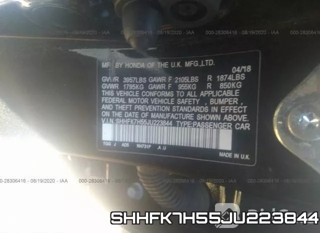 SHHFK7H55JU223844 фото 10