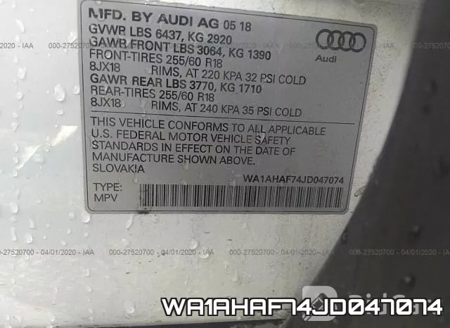 WA1AHAF74JD047074 фото 9