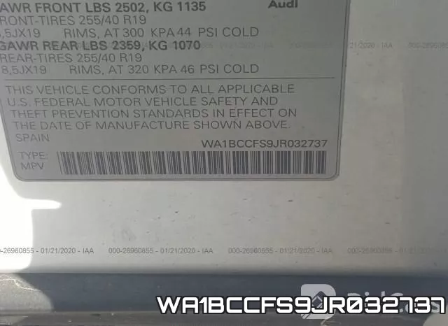 WA1BCCFS9JR032737 фото 10