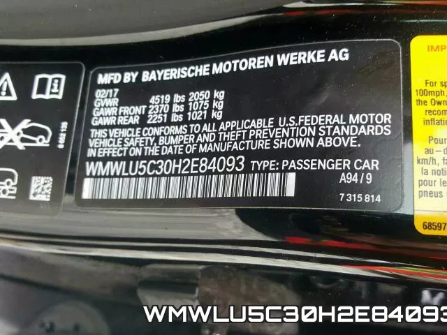 WMWLU5C30H2E84093 фото 2