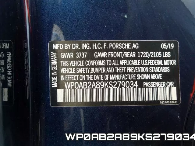 WP0AB2A89KS279034 фото 2