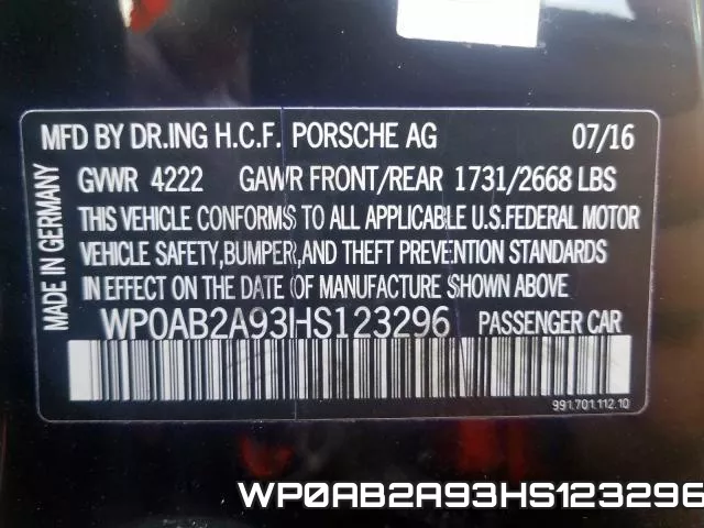 WP0AB2A93HS123296 фото 2