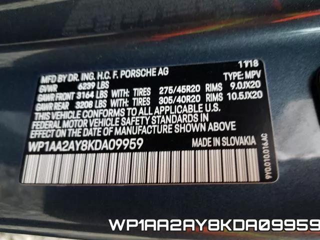 WP1AA2AY8KDA09959 фото 2