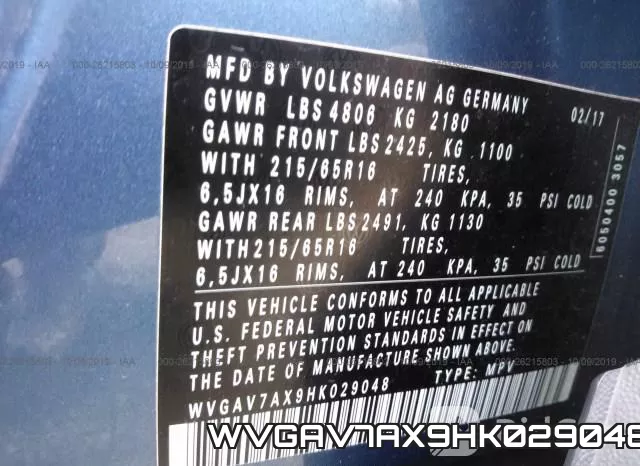 WVGAV7AX9HK029048 фото 10