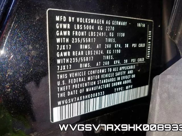 WVGSV7AX9HK008933 фото 2