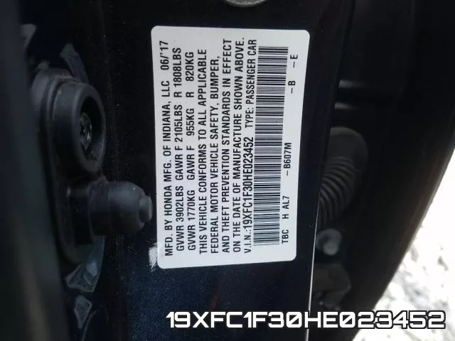 19XFC1F30HE023452 фото 2
