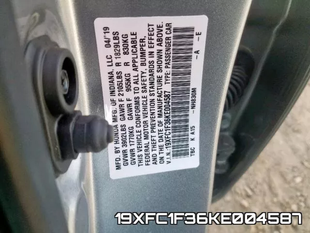 19XFC1F36KE004587 фото 2