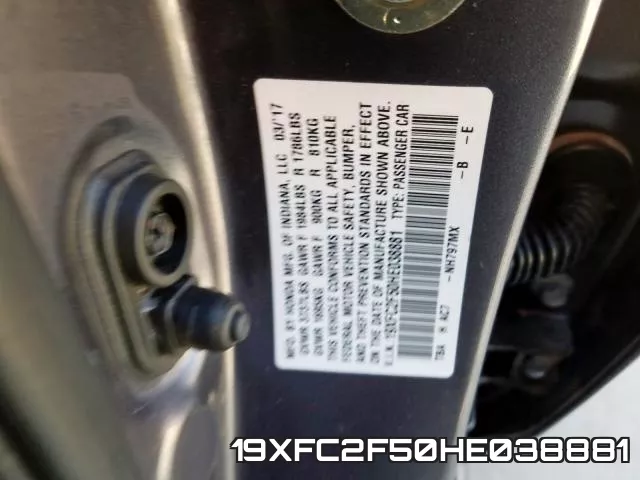 19XFC2F50HE038881 фото 2