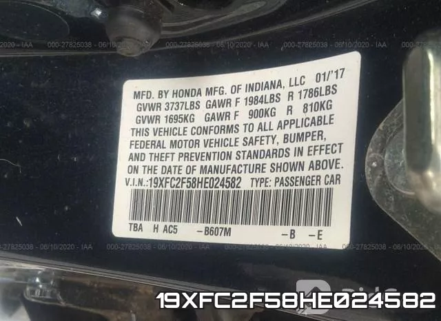 19XFC2F58HE024582 фото 10