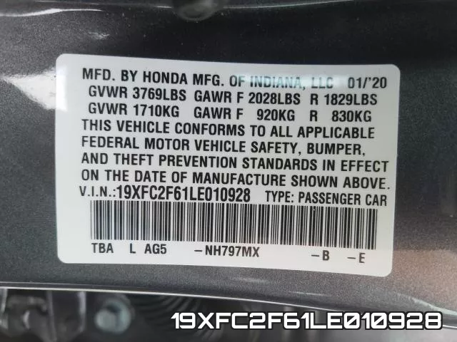 19XFC2F61LE010928 фото 2