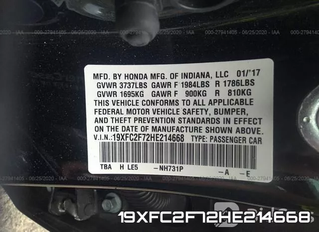 19XFC2F72HE214668 фото 10