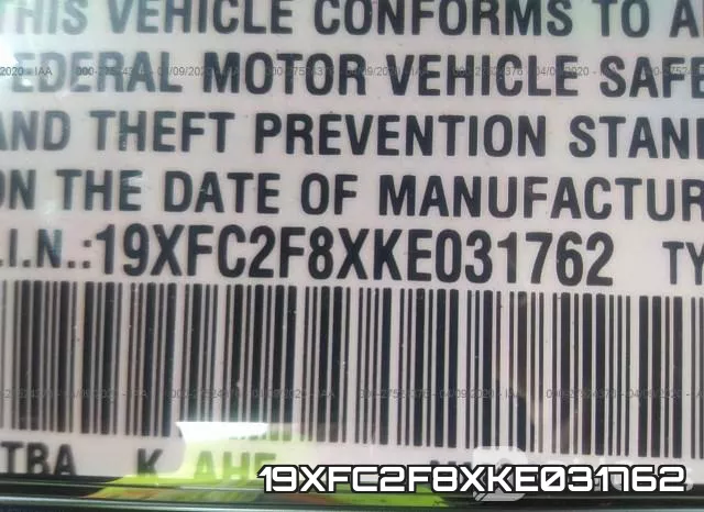 19XFC2F8XKE031762 фото 10
