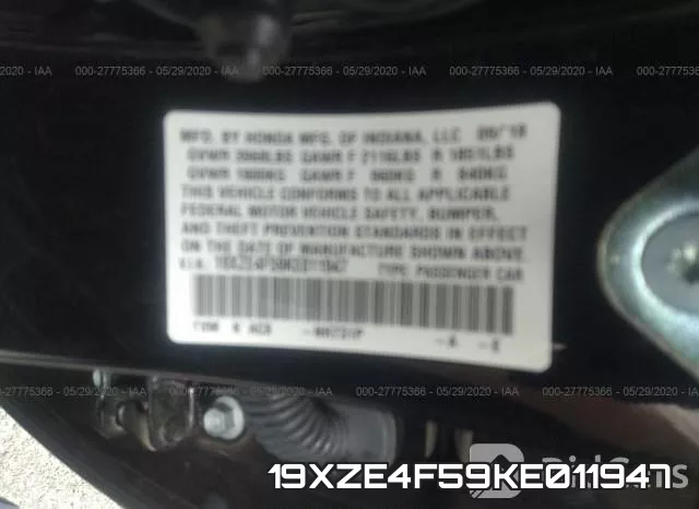19XZE4F59KE011947 фото 10