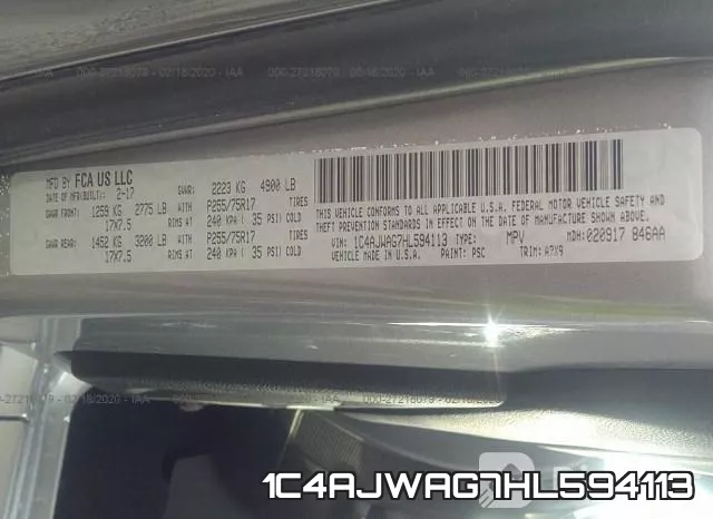 1C4AJWAG7HL594113 фото 10