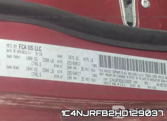 1C4NJRFB2HD129037 фото 10