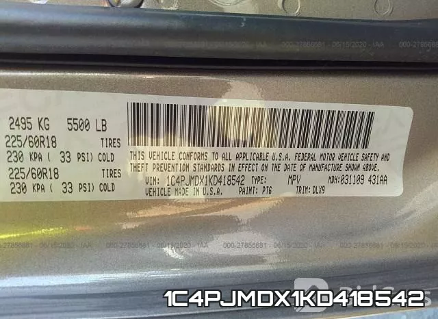 1C4PJMDX1KD418542 фото 10