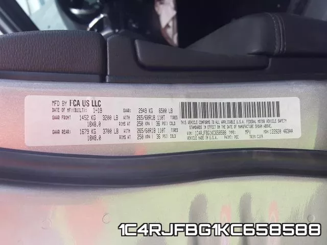 1C4RJFBG1KC658588 фото 2