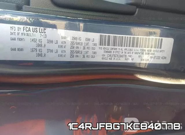 1C4RJFBG7KC840778 фото 10