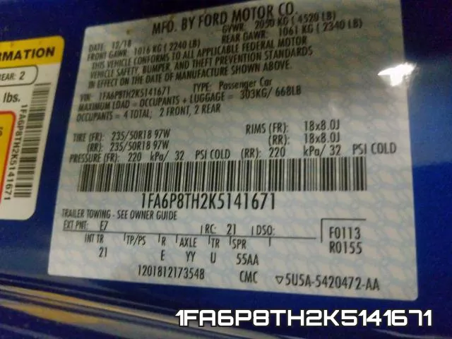 1FA6P8TH2K5141671 фото 2