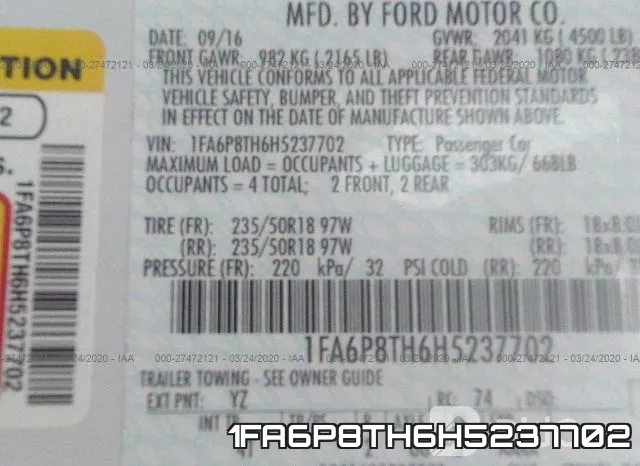 1FA6P8TH6H5237702 фото 10