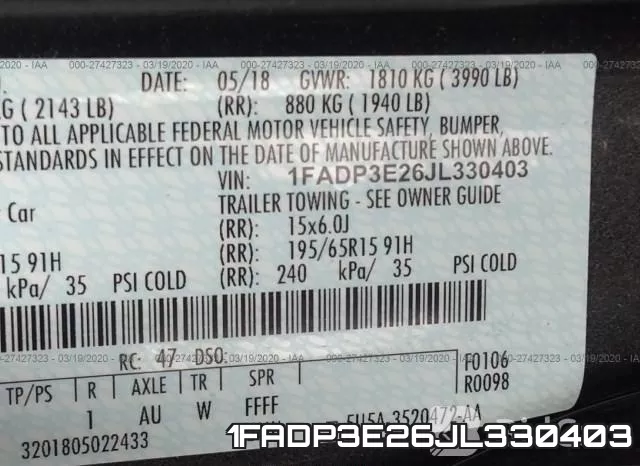 1FADP3E26JL330403 фото 10
