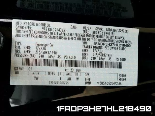 1FADP3H27HL218490 фото 2