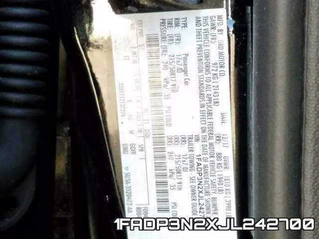 1FADP3N2XJL242700 фото 2