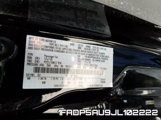 1FADP5AU9JL102222 фото 2
