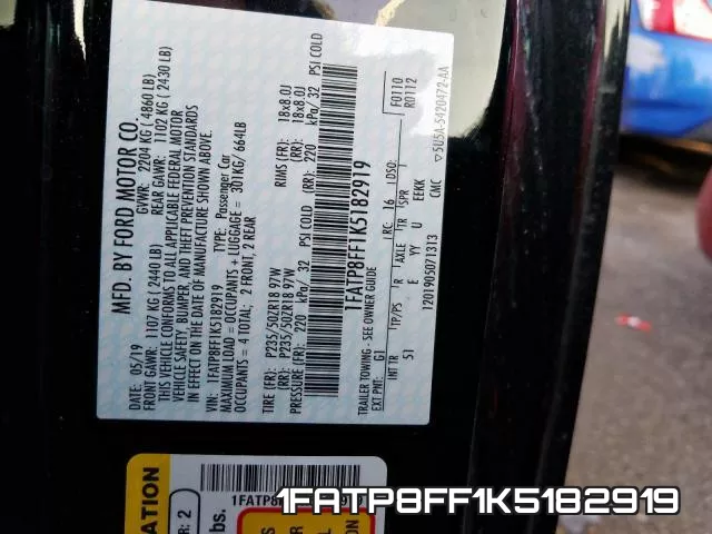 1FATP8FF1K5182919 фото 2