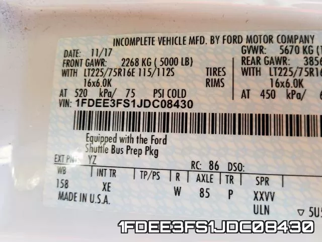 1FDEE3FS1JDC08430 фото 2