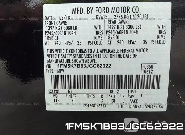 1FM5K7B83JGC62322 фото 10